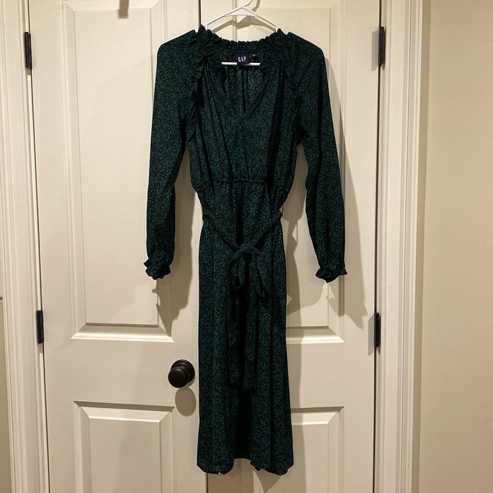 Gap Satin Tie-Neck Midi Dress - Petite Small